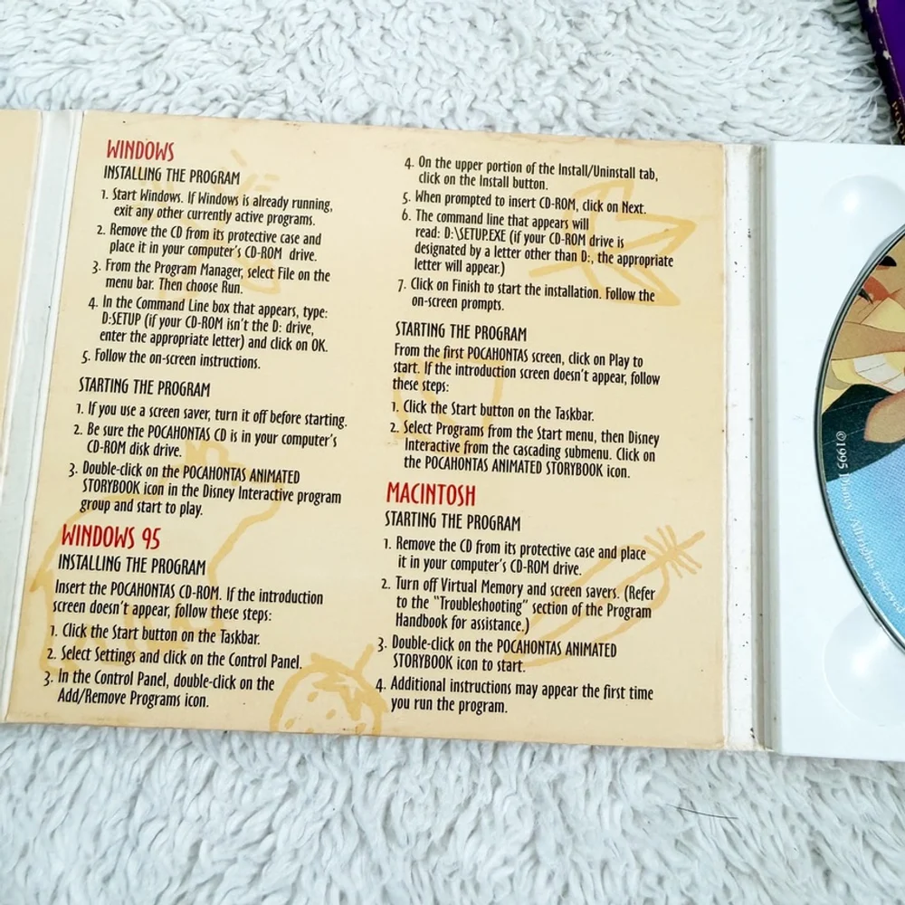 Disneys Animated Storybook Pocahontas & Winnie the Pooh Print Studio CD-ROM lot